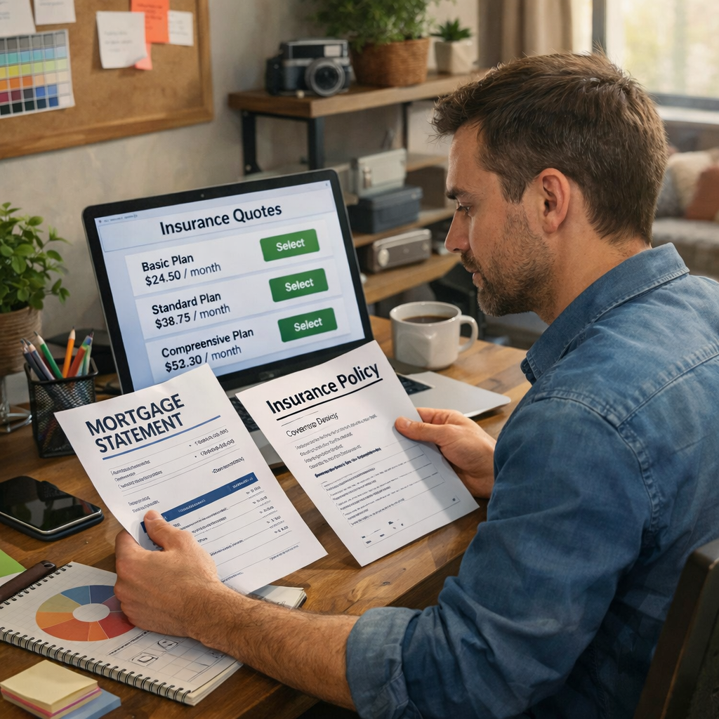self‑employed homeowner reviewing mortgage protection insurance