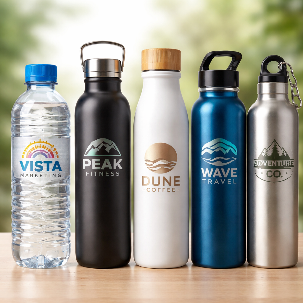 custom water bottle with logo material options