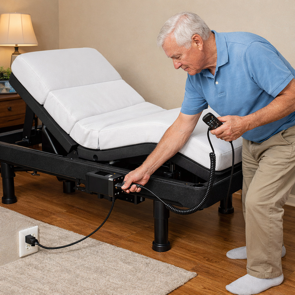safe setup of adjustable bed for seniors