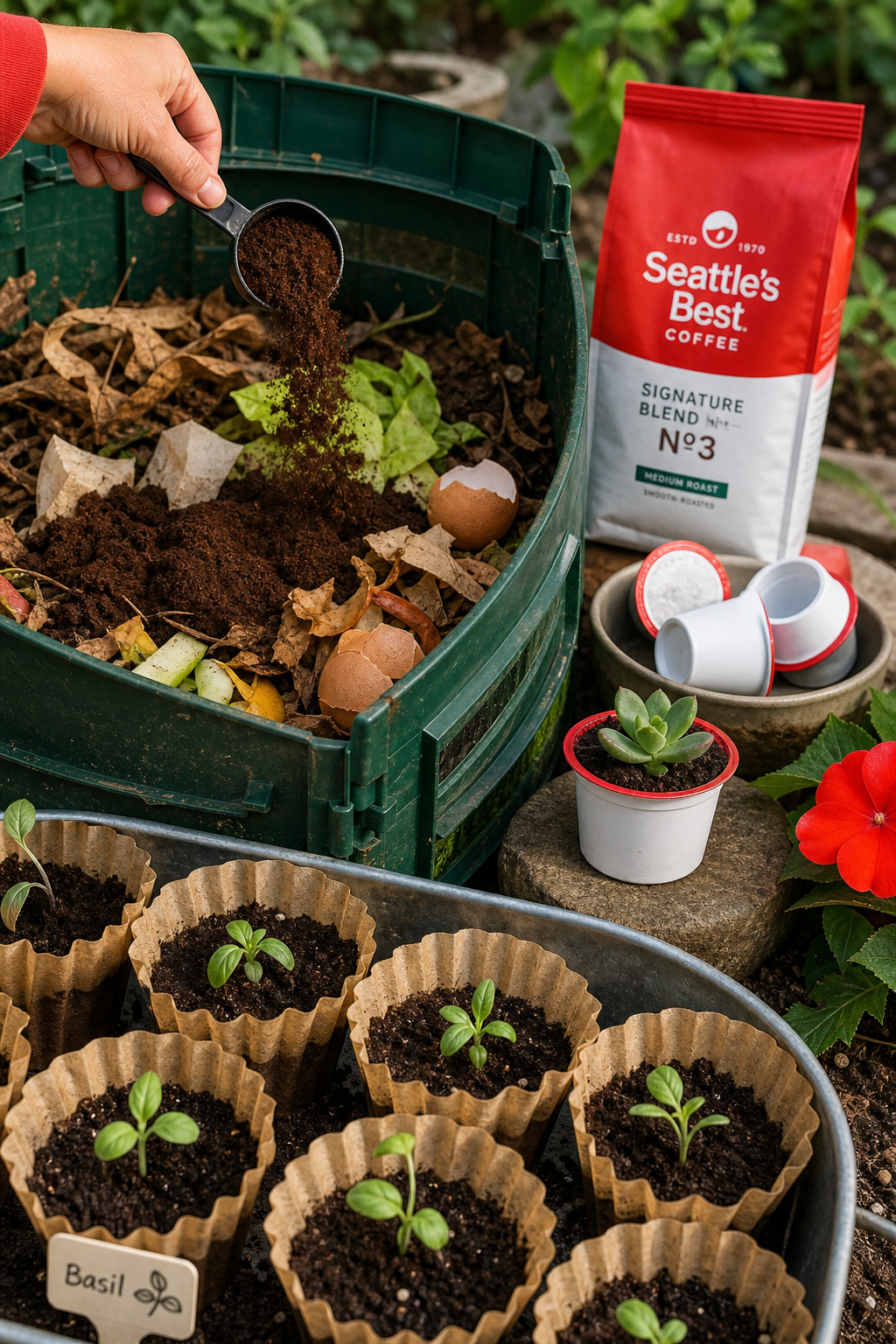 up‑cycling coffee pod components into garden projects