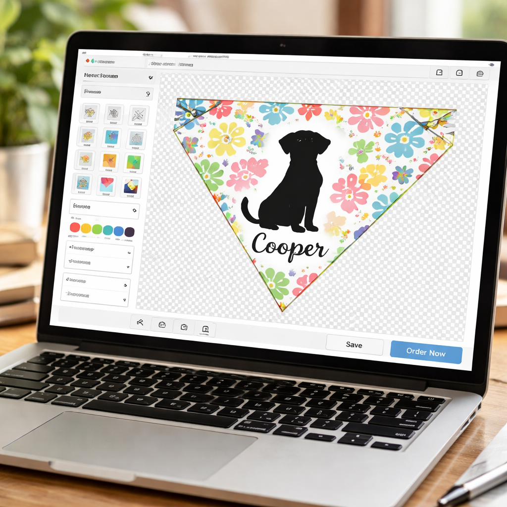 personalized pet bandana design interface