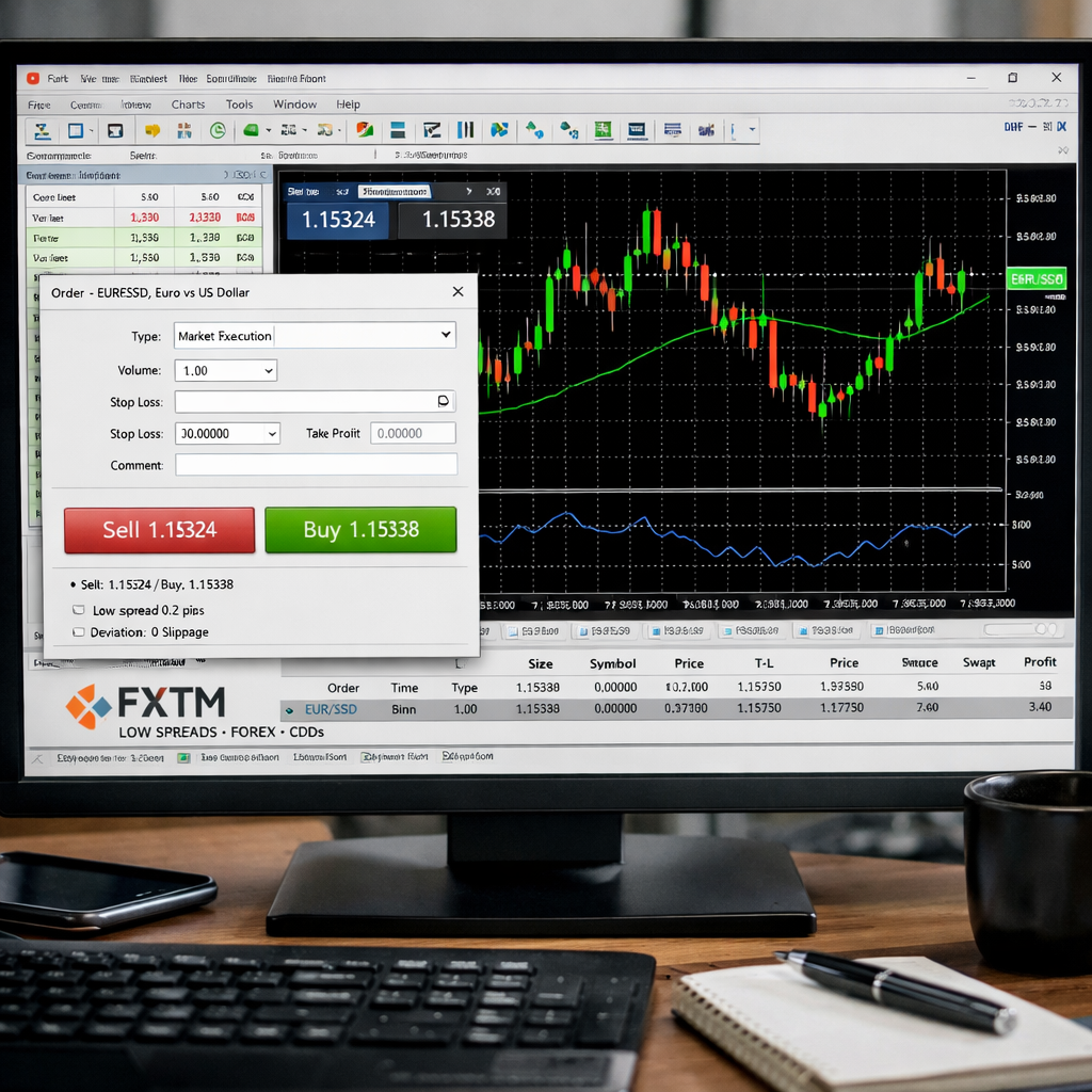 FXTM forex trading platform with low spreads.