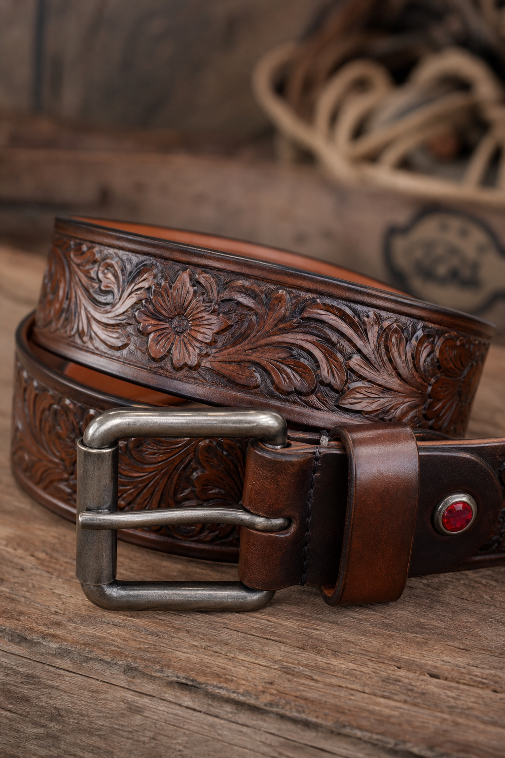 advanced leather tooling finished piece with polished edges and protected surface.
