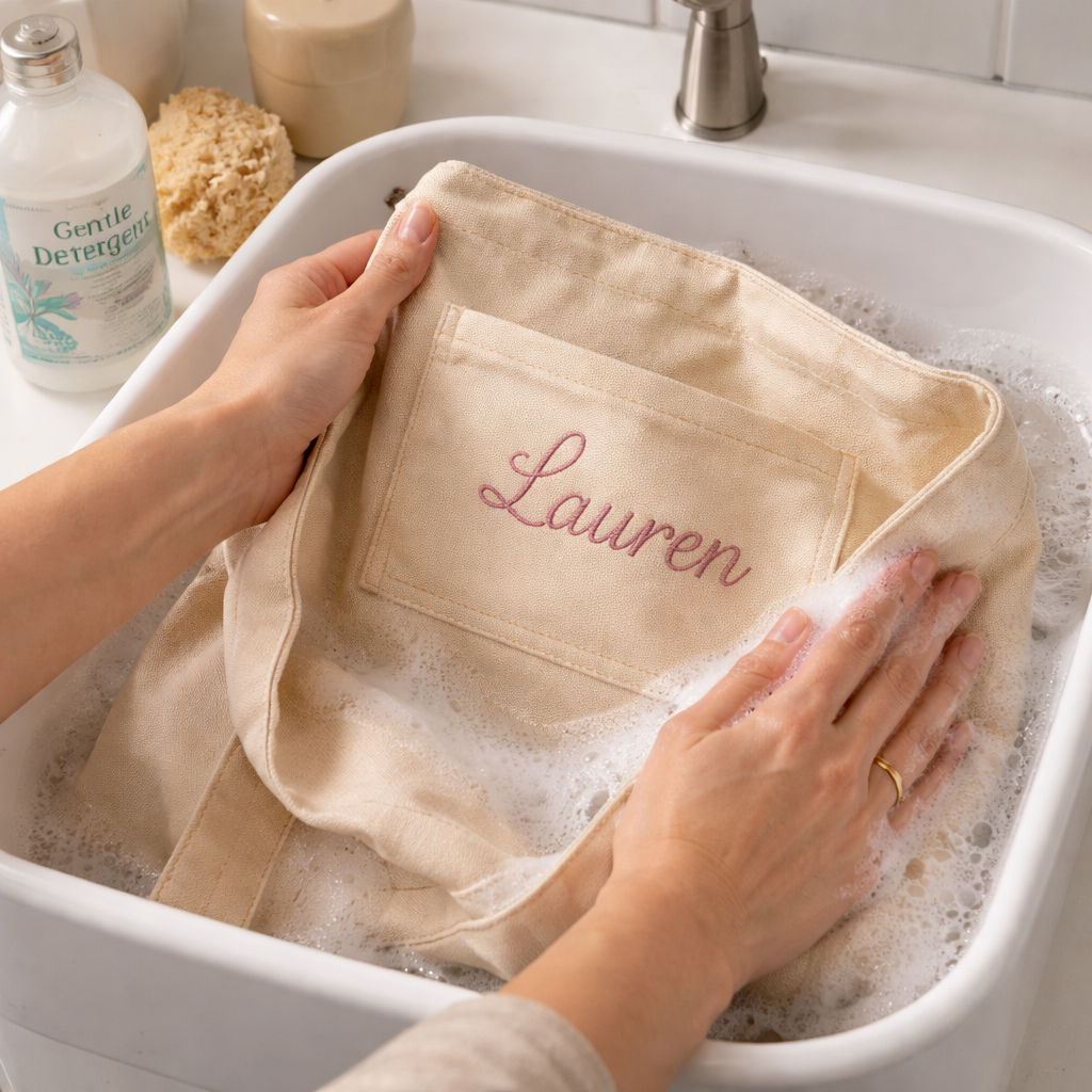 how to wash custom tote bag with name