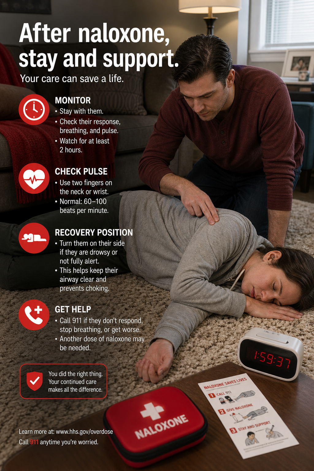 post‑naloxone monitoring and care