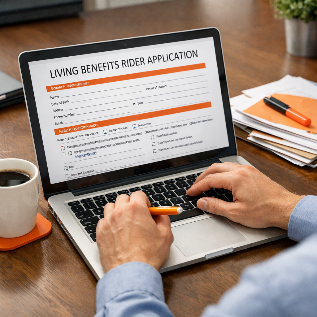 person completing living benefits rider application