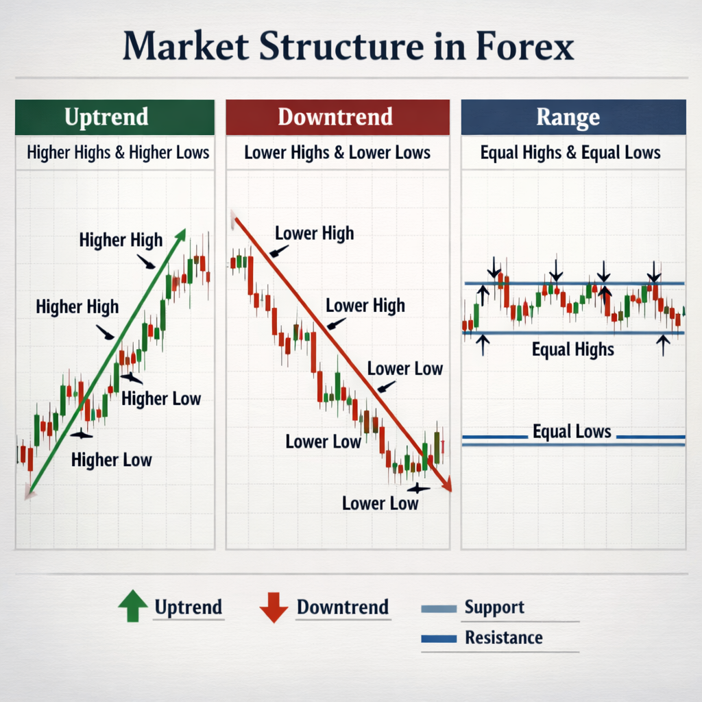 visual guide to market structure for forex price action charts