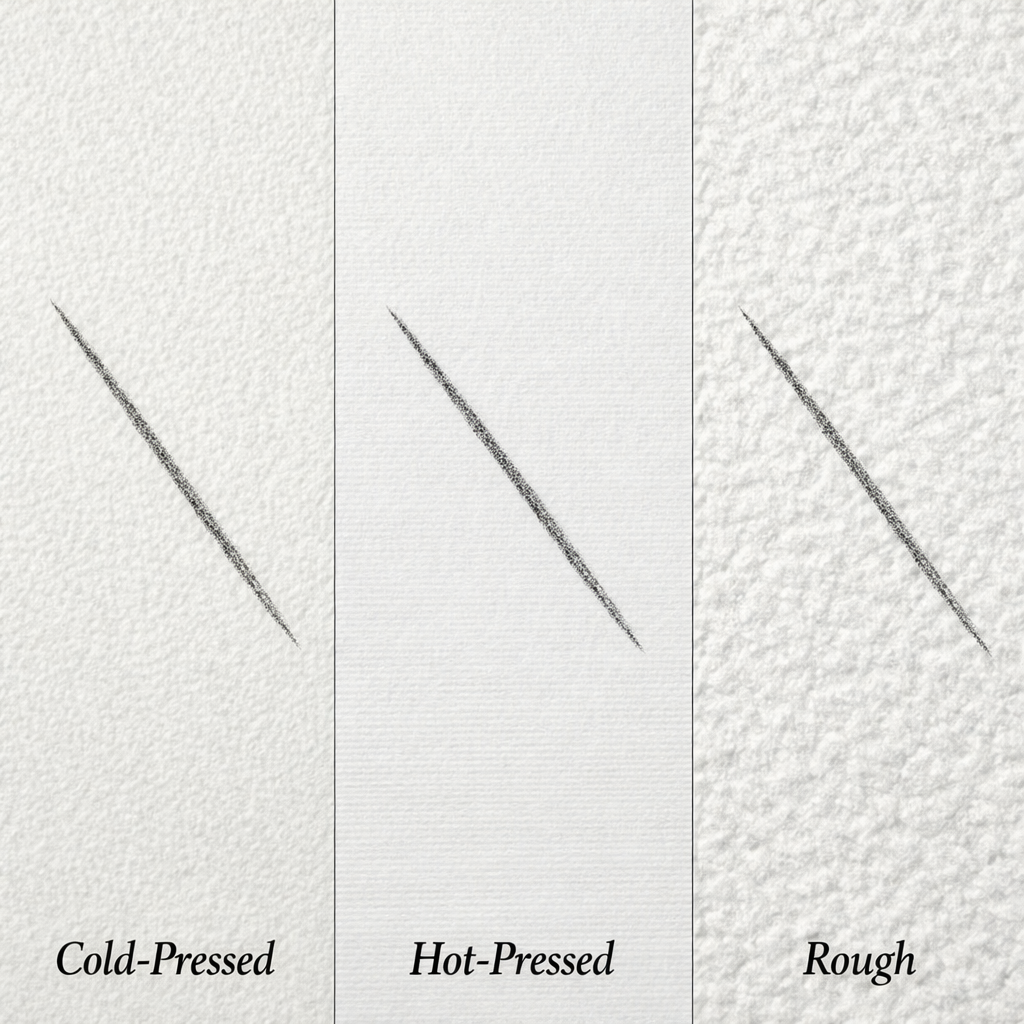 watercolor paper texture pencil line comparison