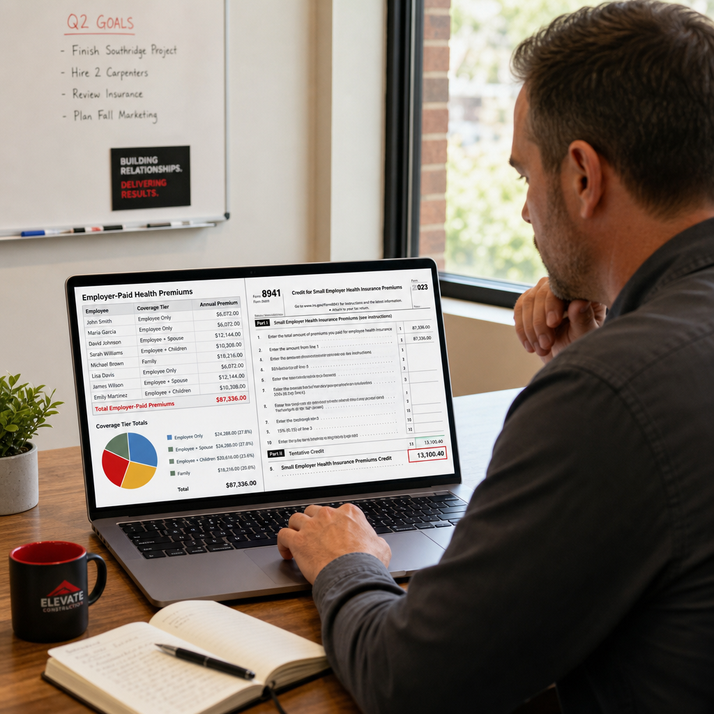 spreadsheet of employer‑paid health premiums and Form 8941 calculation