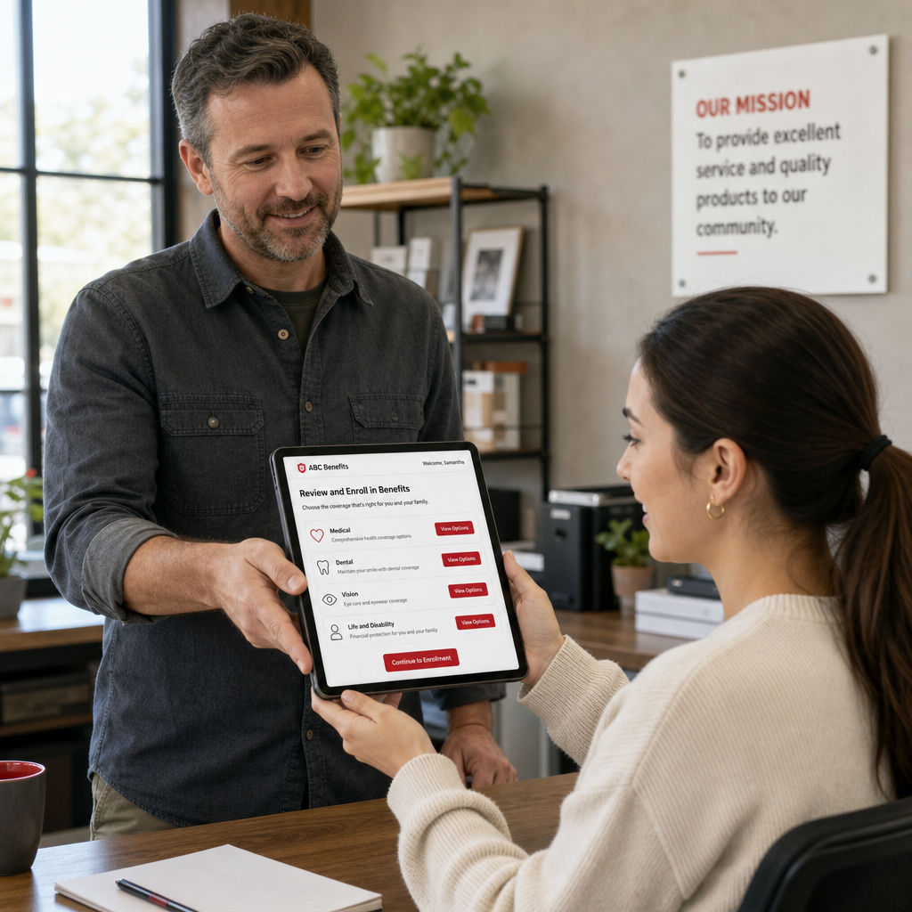 employee enrollment in group health plan via tablet