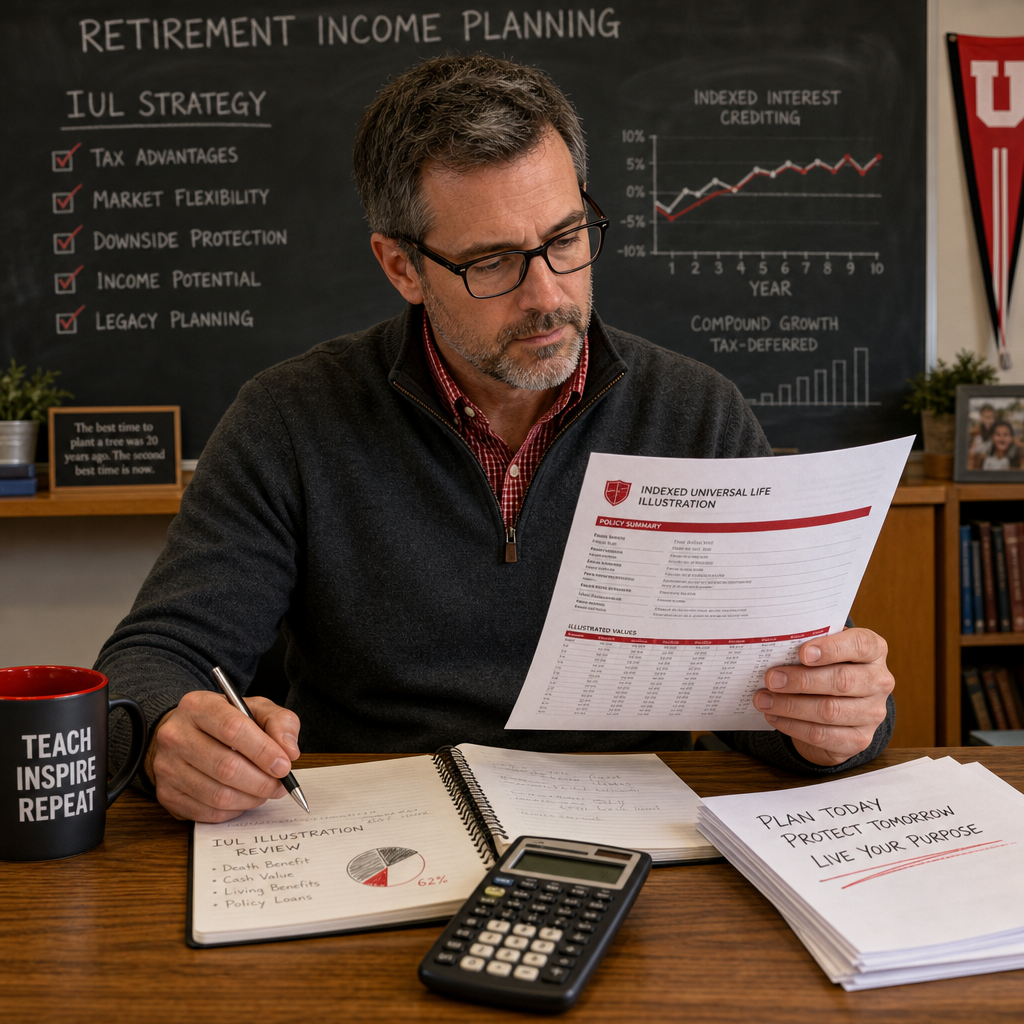 teacher planning indexed universal life retirement income.