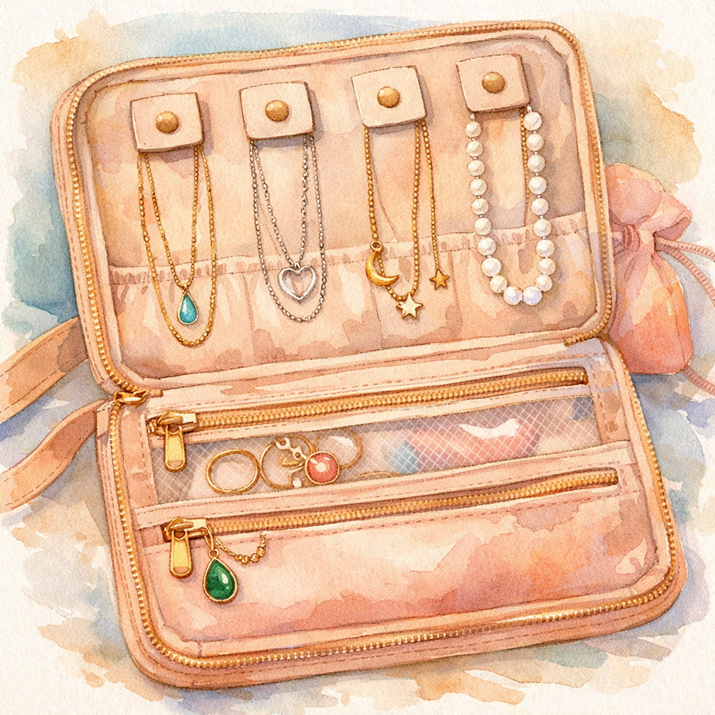 travel jewelry organizer compartments for necklaces