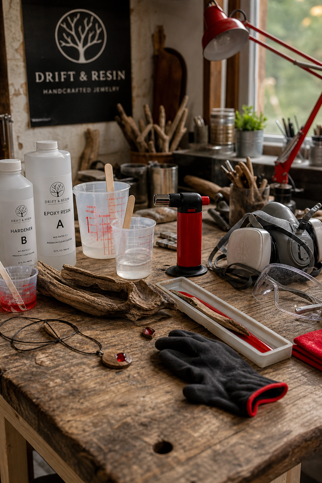 resin driftwood jewelry workshop