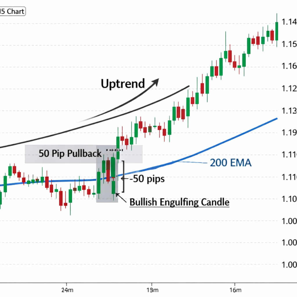 50‑pip pullback forex swing strategy chart