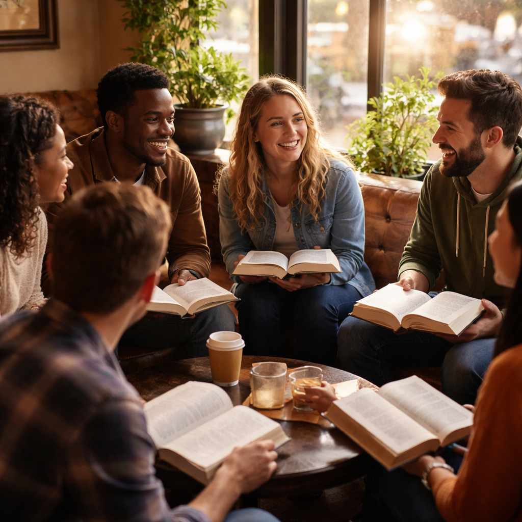 young Christians building a supportive community through small group discussion.