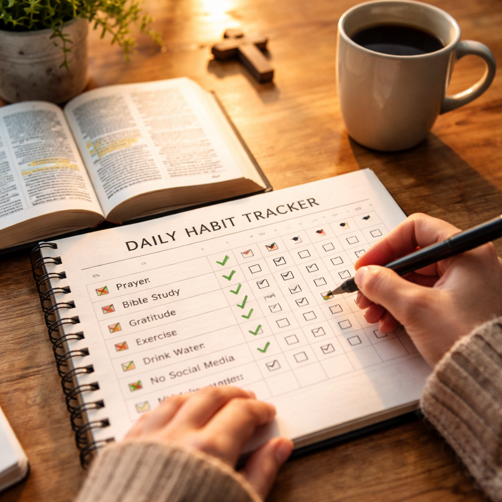 healthy habit tracker for young Christians to overcome daily temptation.