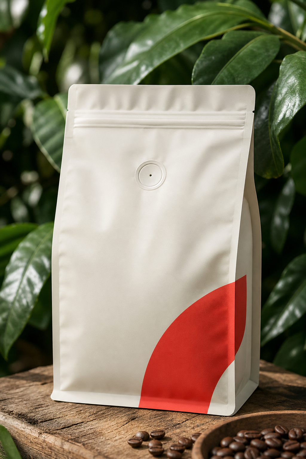 compostable coffee packaging with valve detail