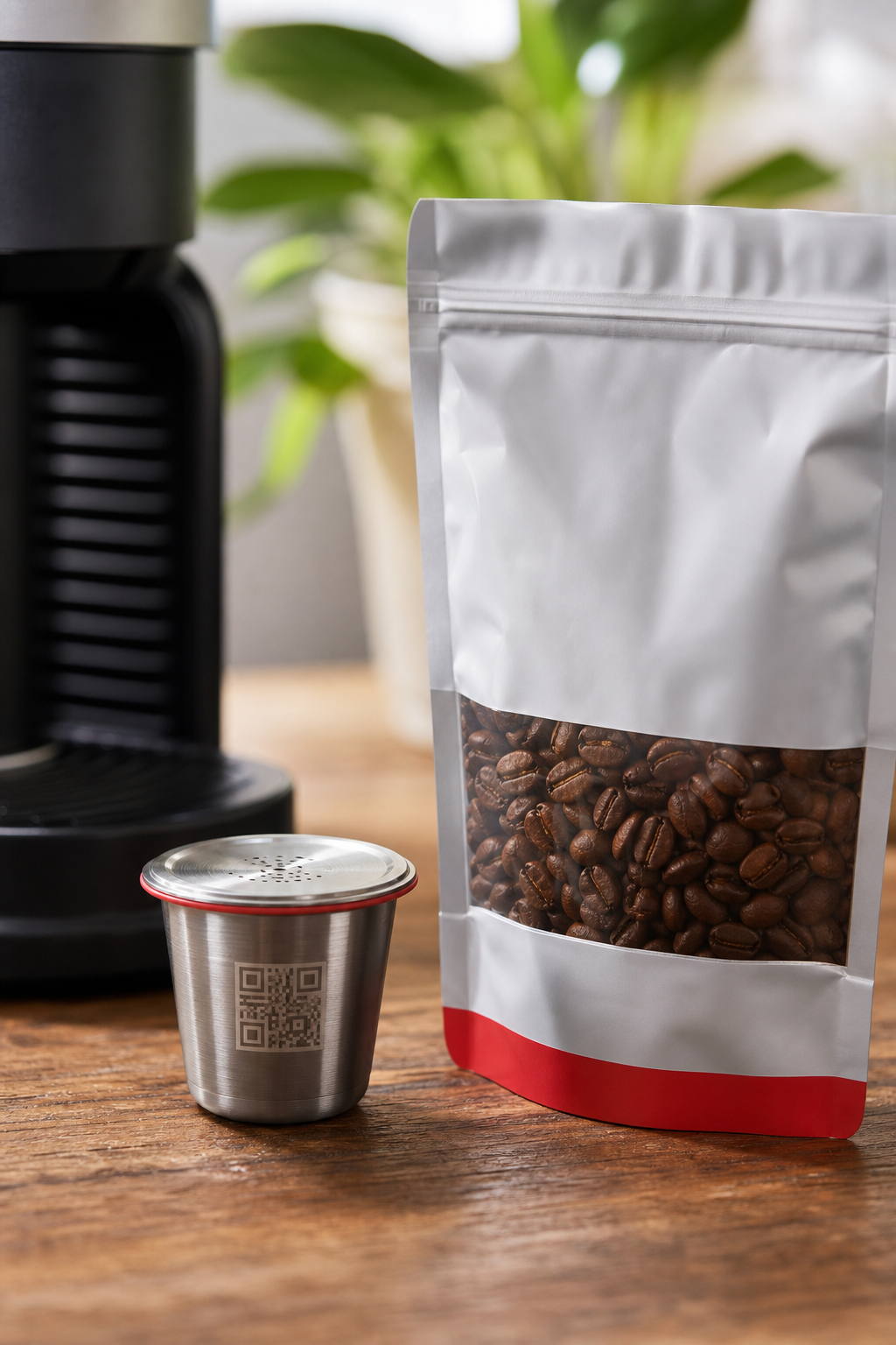 reusable coffee pod and refill pouch concept
