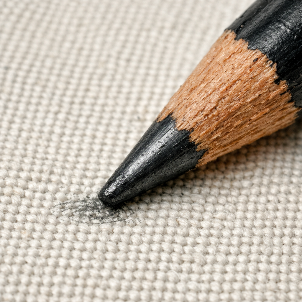 pencil tip on canvas paper texture.