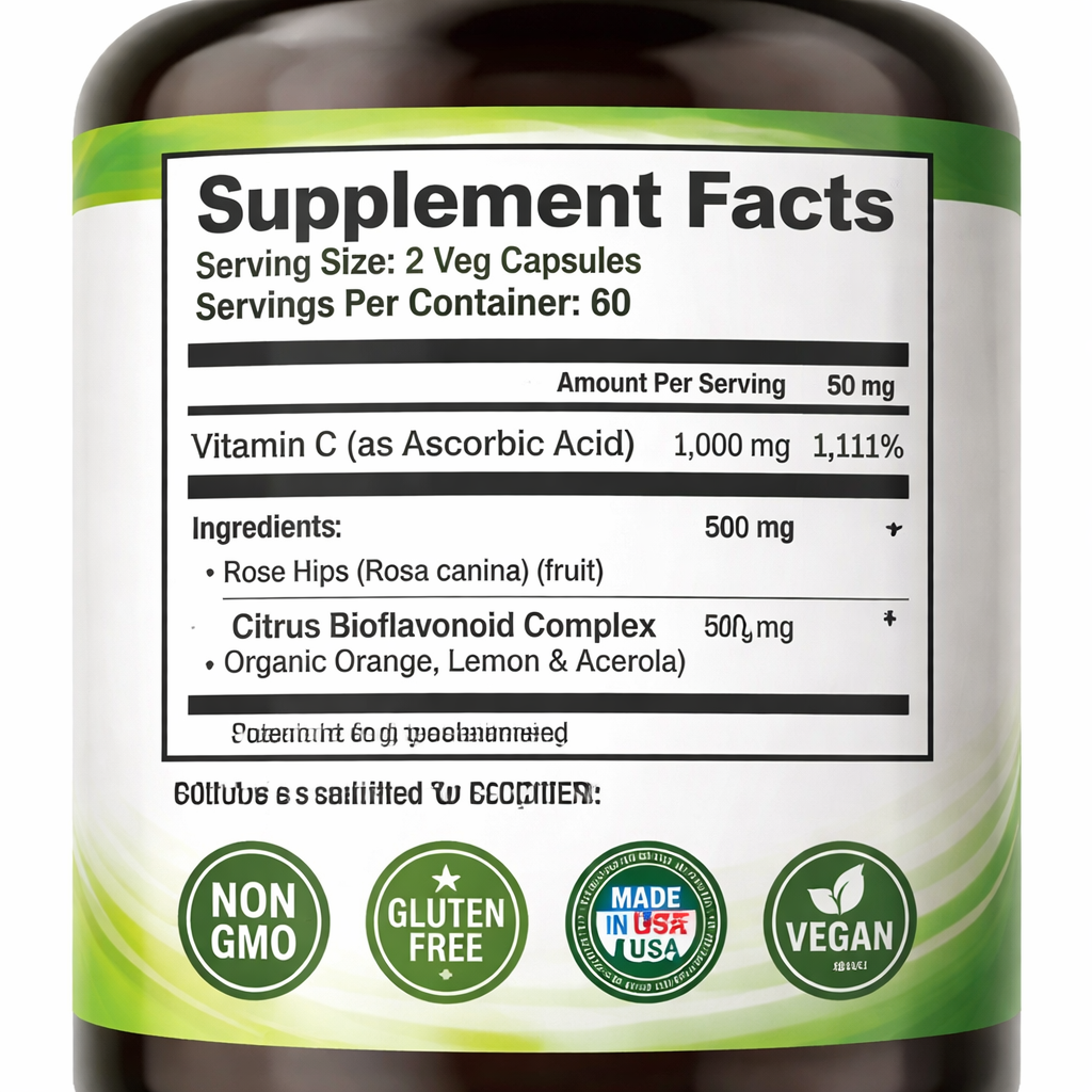 supplement facts panel for vitamin C supplement
