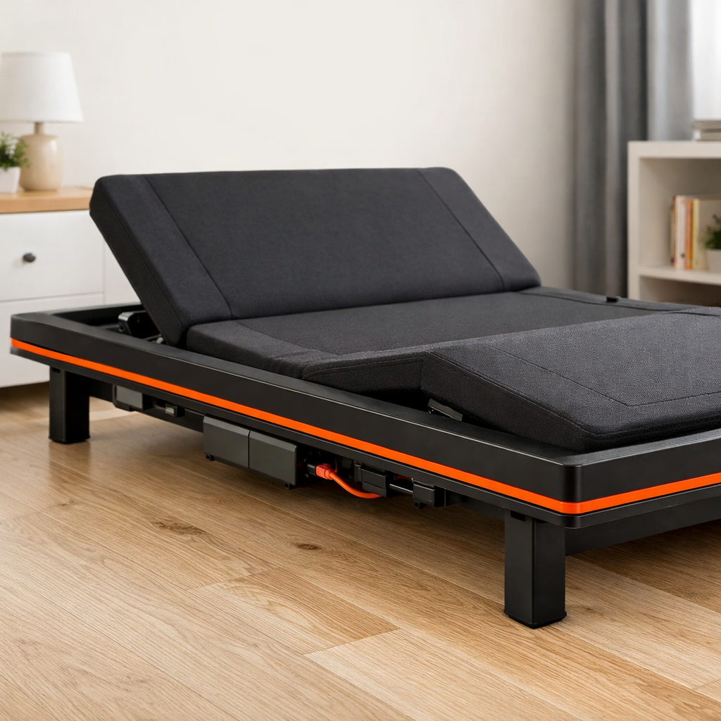 compact adjustable bed base for small rooms