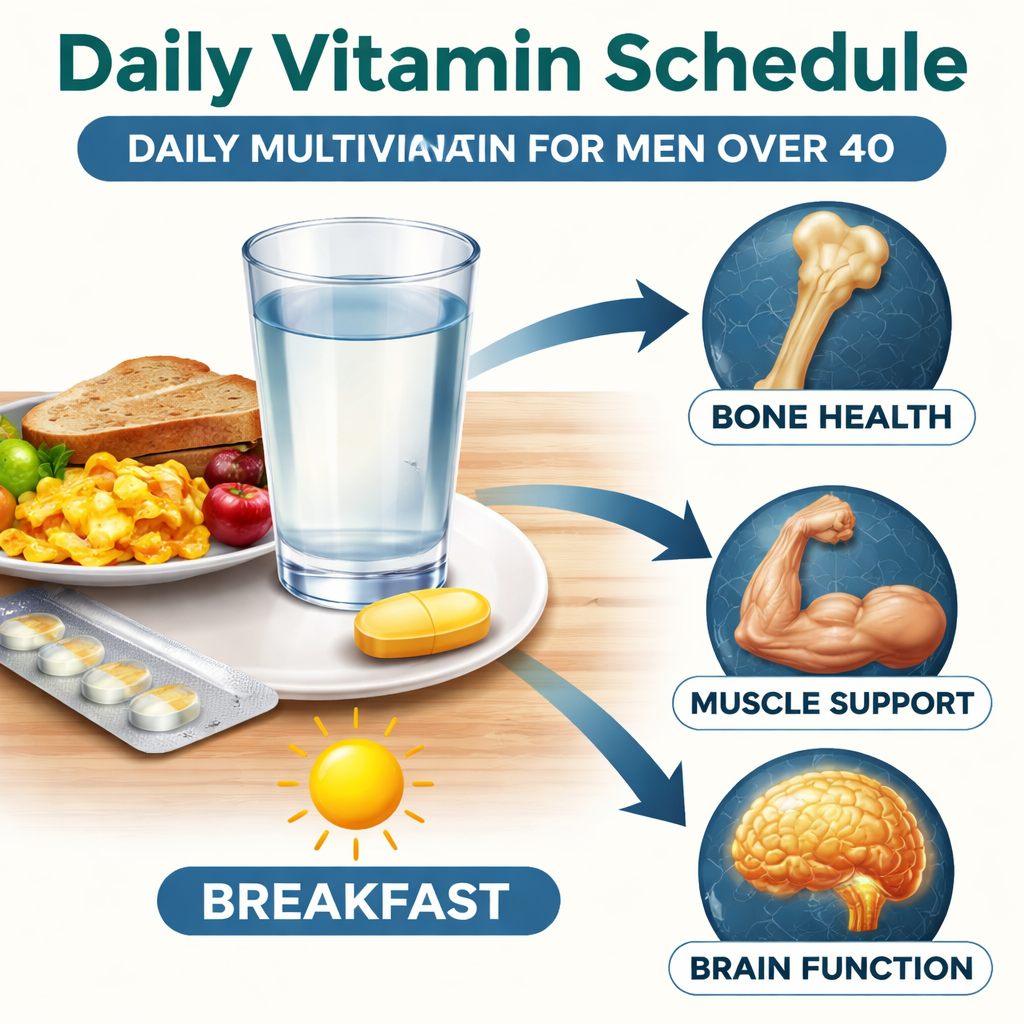 daily multivitamin dosage schedule for men over 40