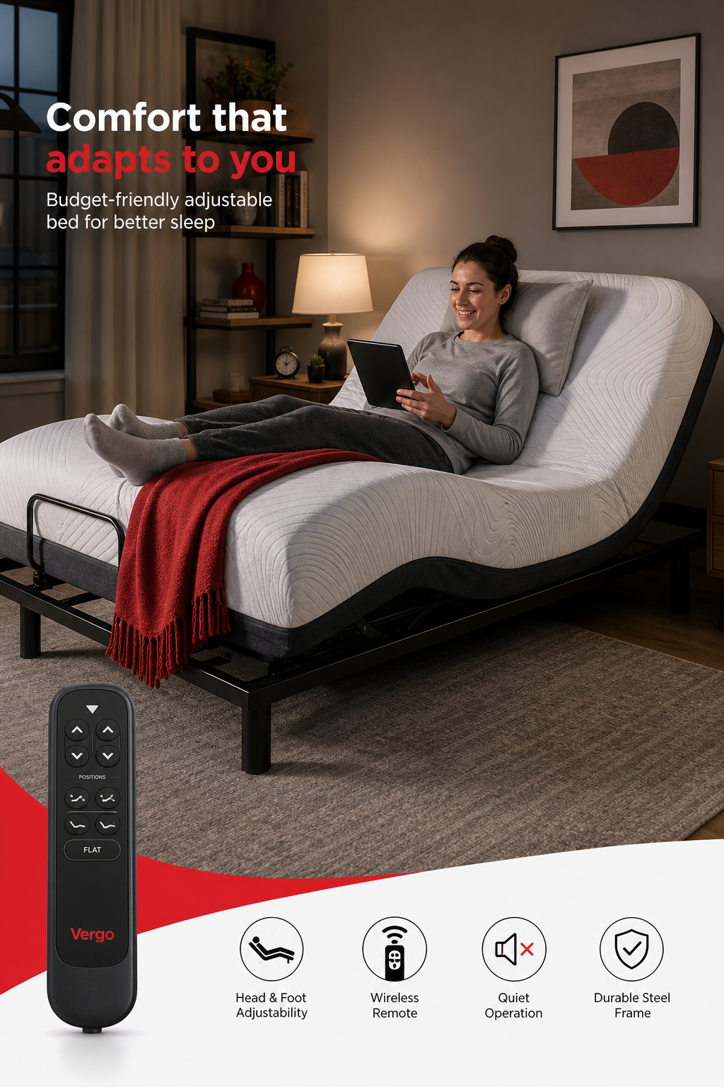 budget-friendly adjustable bed offering comfort and support