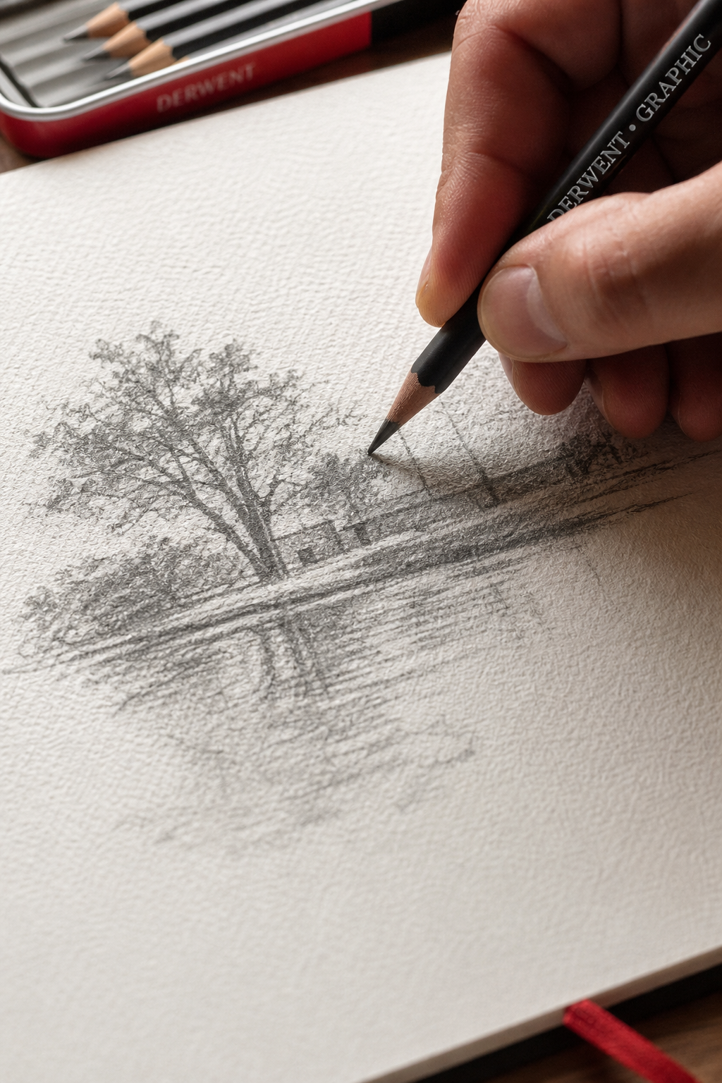 drawing pencils on heavy textured paper