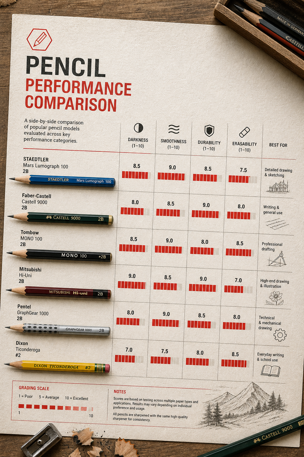 pencil performance comparison