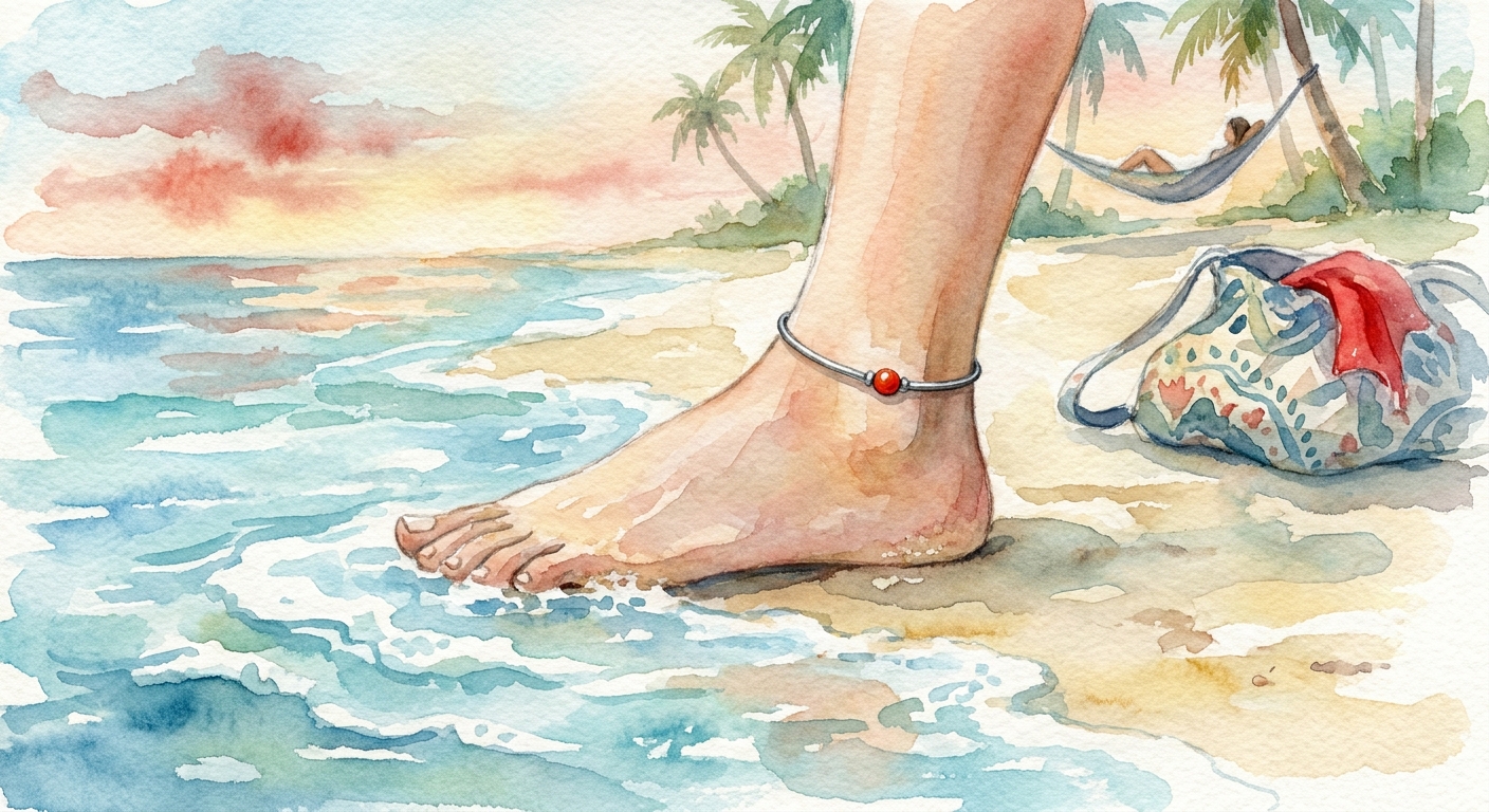 lightweight anklet on a cruise vacation, travel jewelry for cruise.