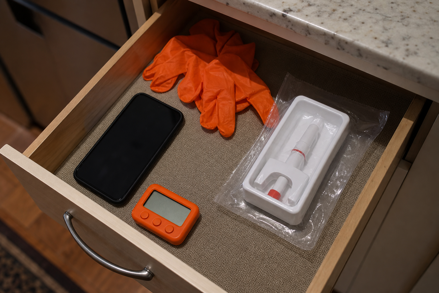 naloxone kit in home setting ready for emergency use.