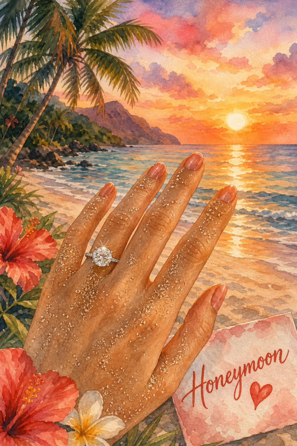 round cubic zirconia engagement ring for honeymoon travel