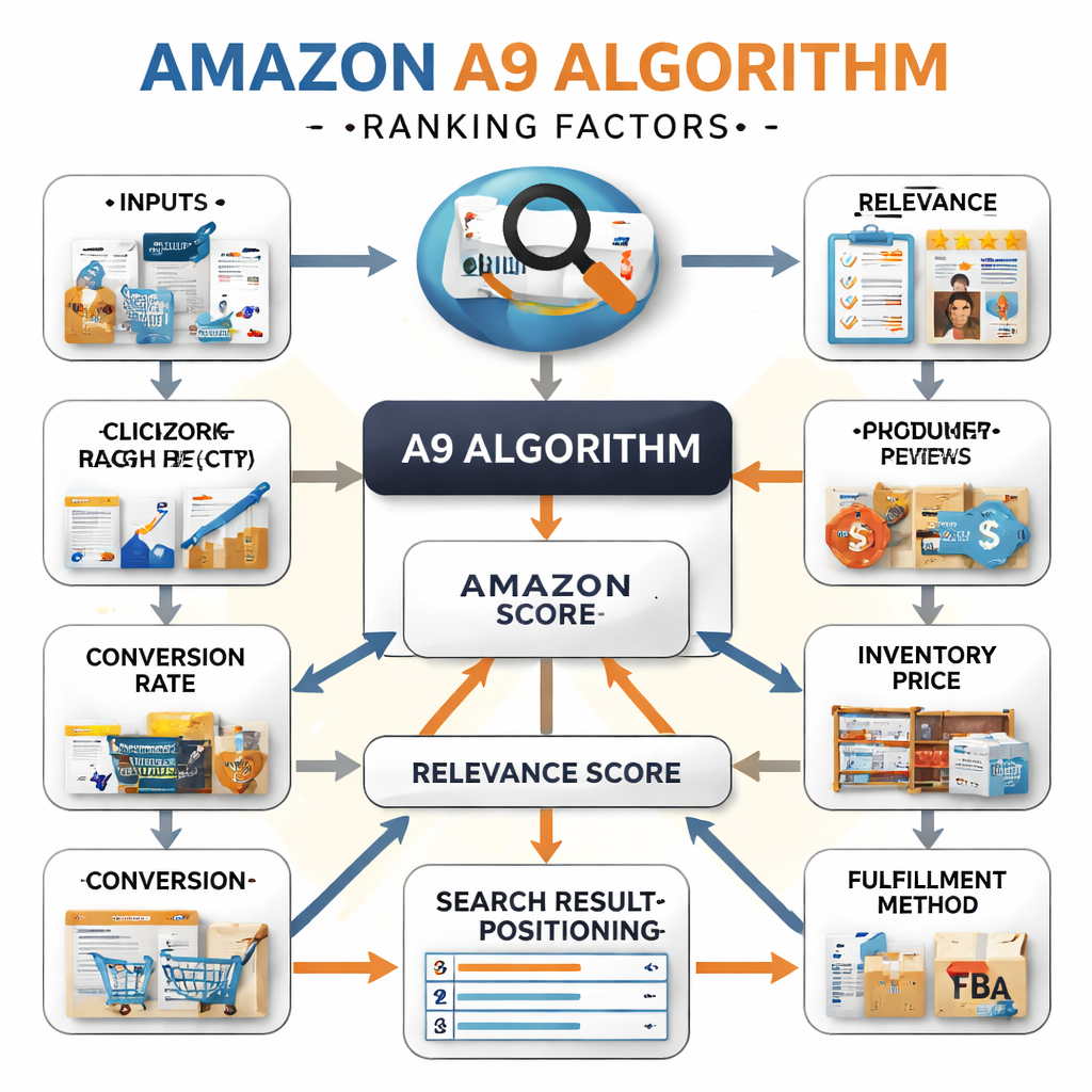 Amazon A9 algorithm ranking factors flowchart for catalog optimization