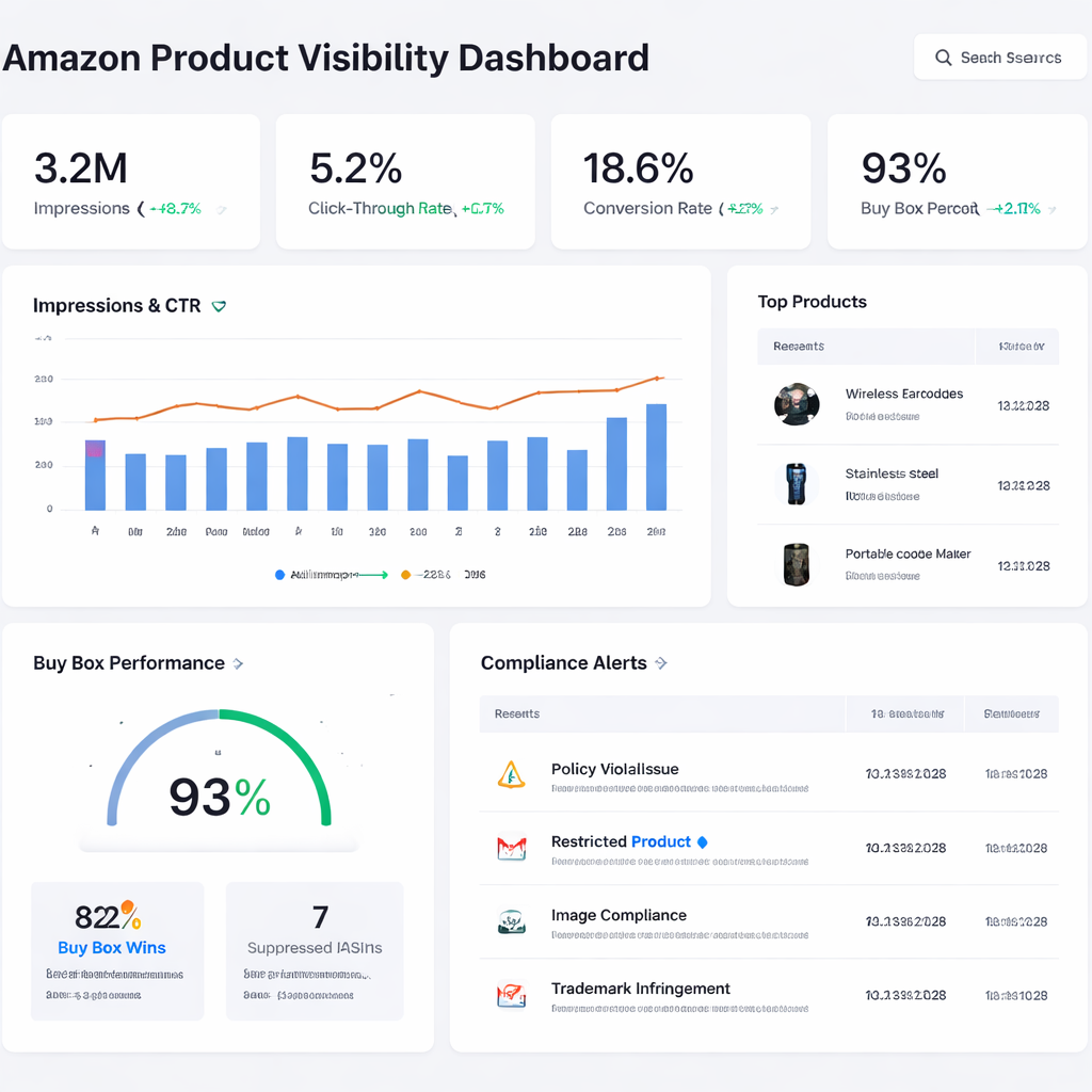 amazon product visibility optimization analytics dashboard