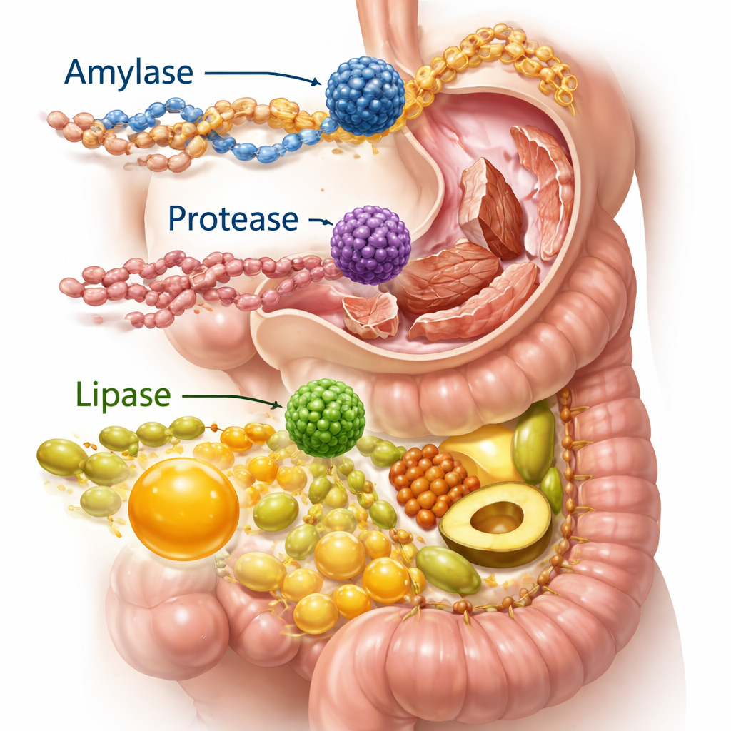 digestive enzymes breaking down nutrients natural supplement for gut health