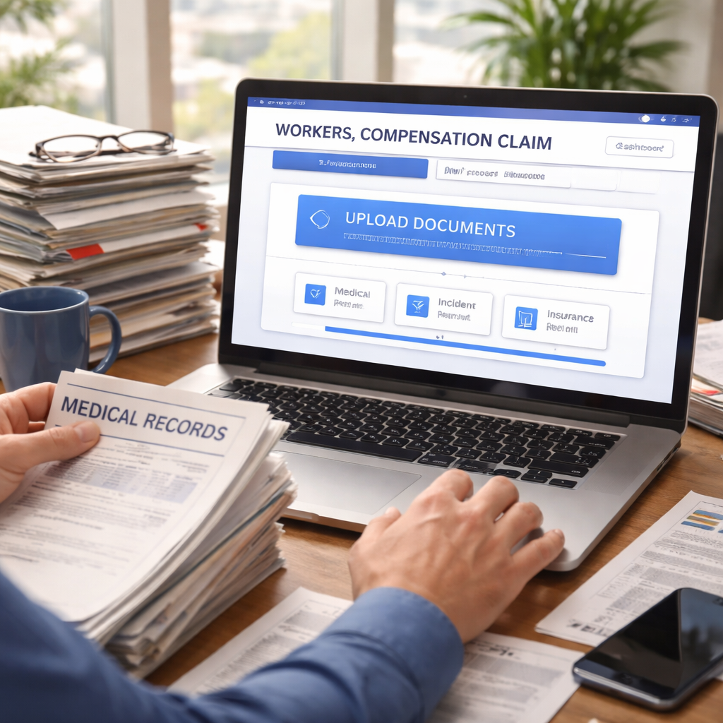 filing workers' comp claim with digital and paper documents