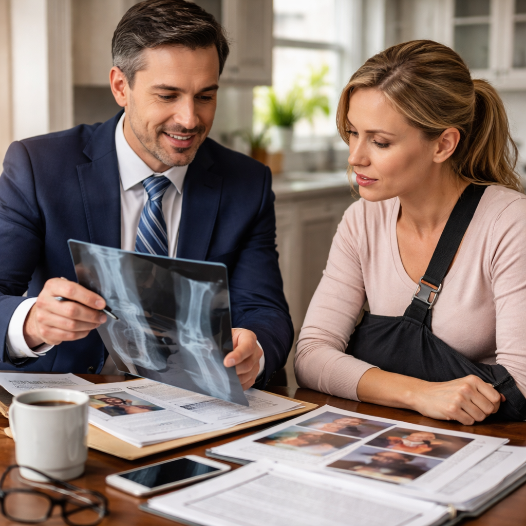 attorney helping pedestrian accident victim with settlement preparation