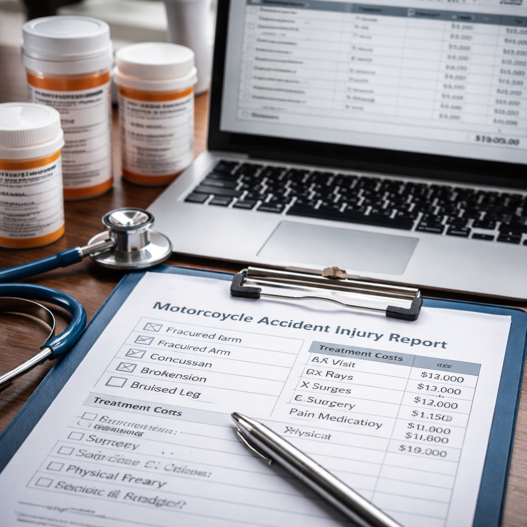 documenting motorcycle accident injuries and costs