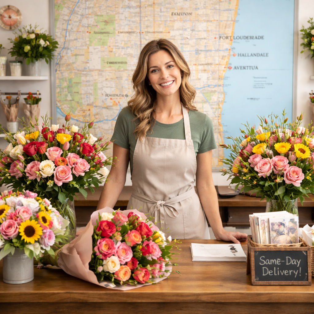local florist same‑day delivery service in Hollywood.