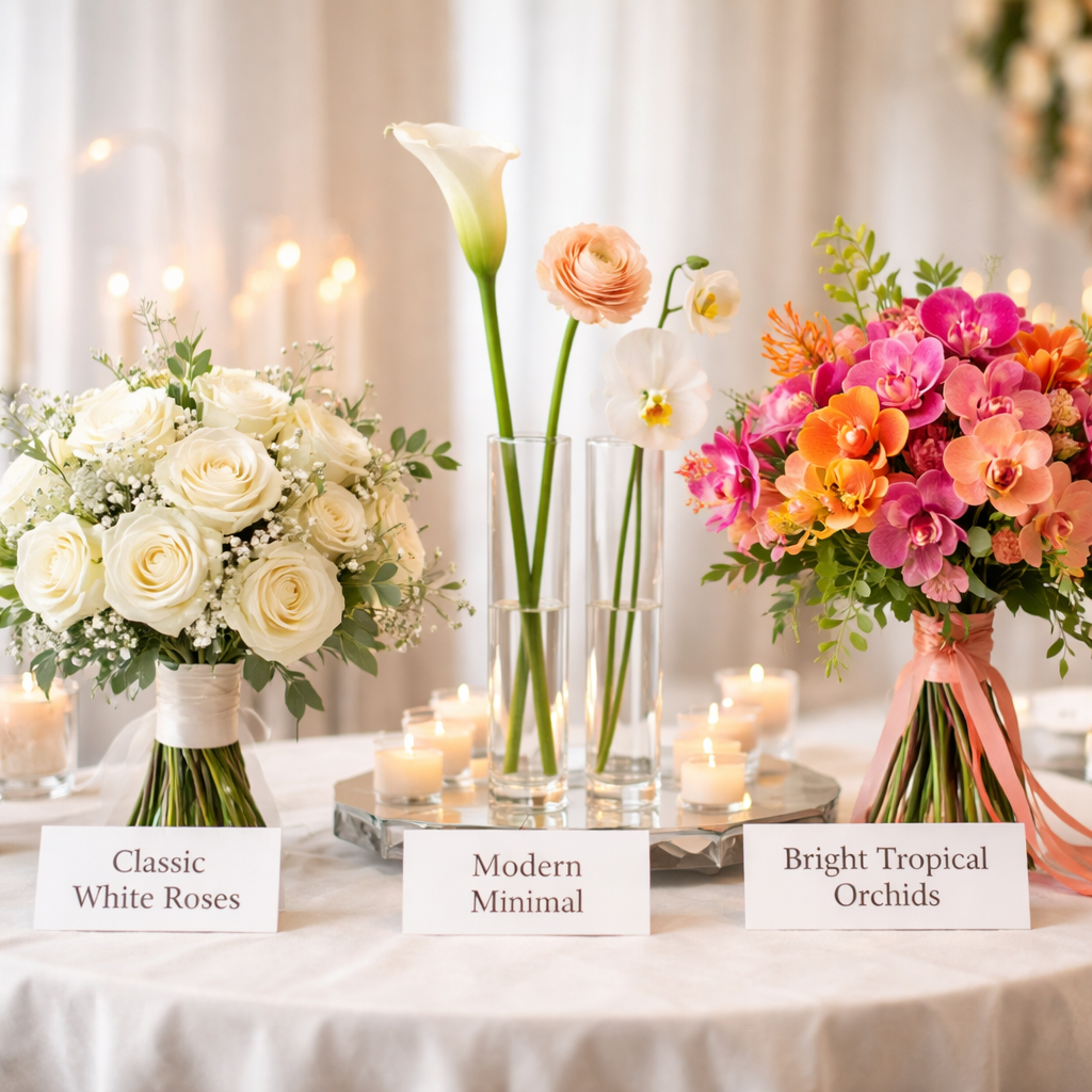 wedding flower style options for Hollywood weddings