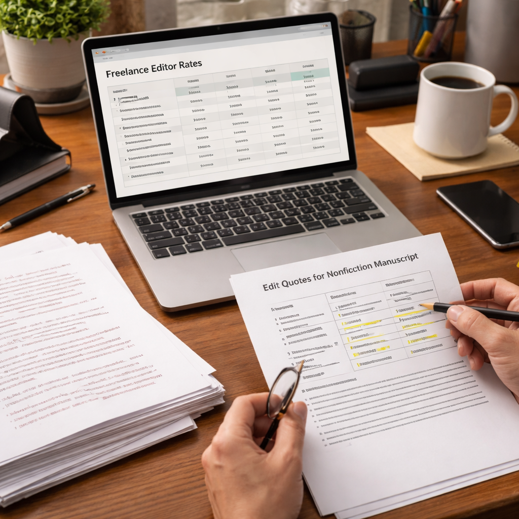 author comparing freelance editor rates for nonfiction manuscripts