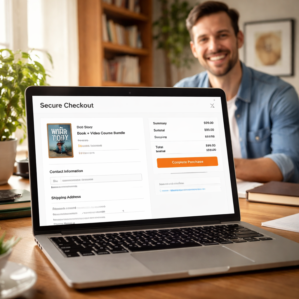 seamless checkout for books and courses