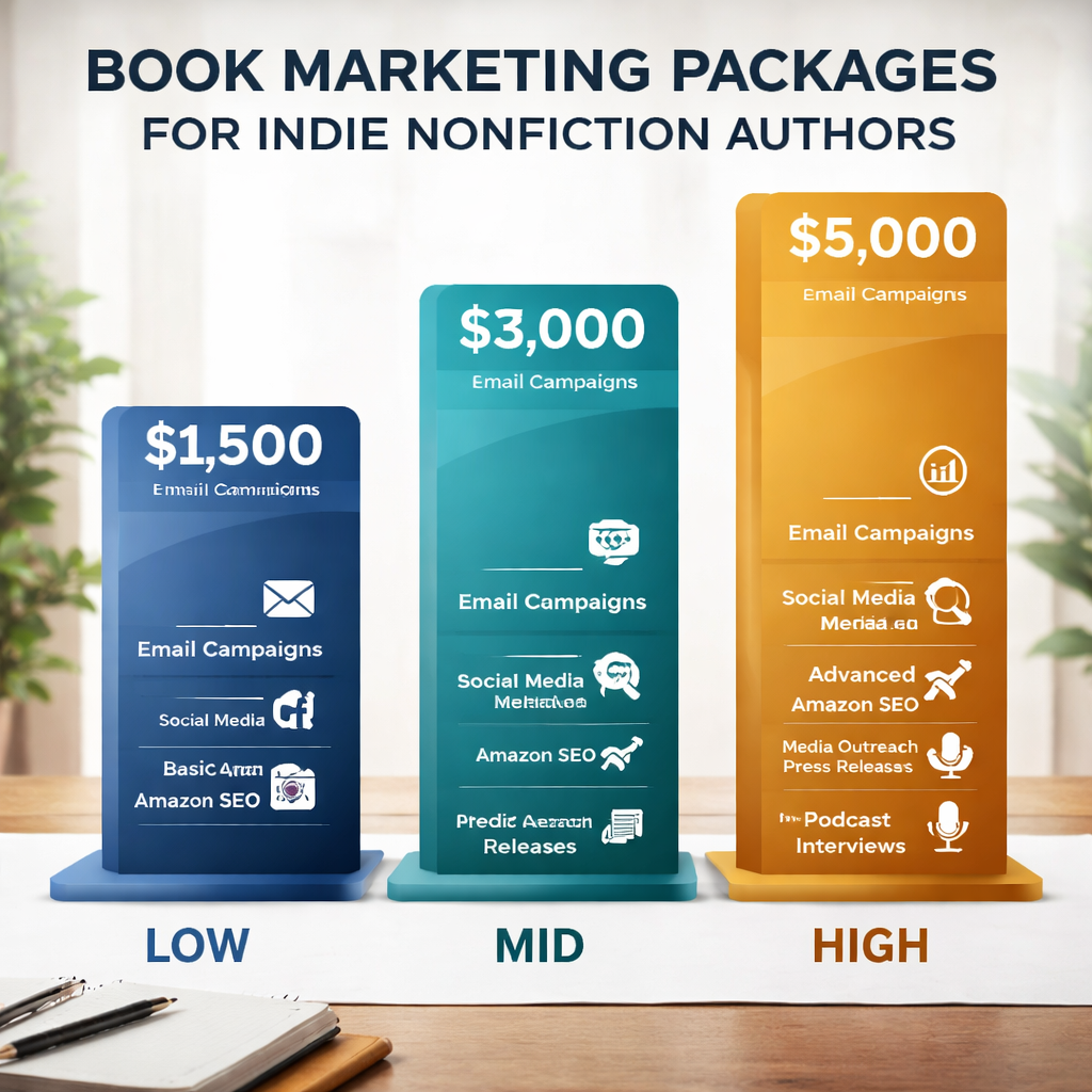 comparison of book marketing agency packages for indie nonfiction authors cost tiers