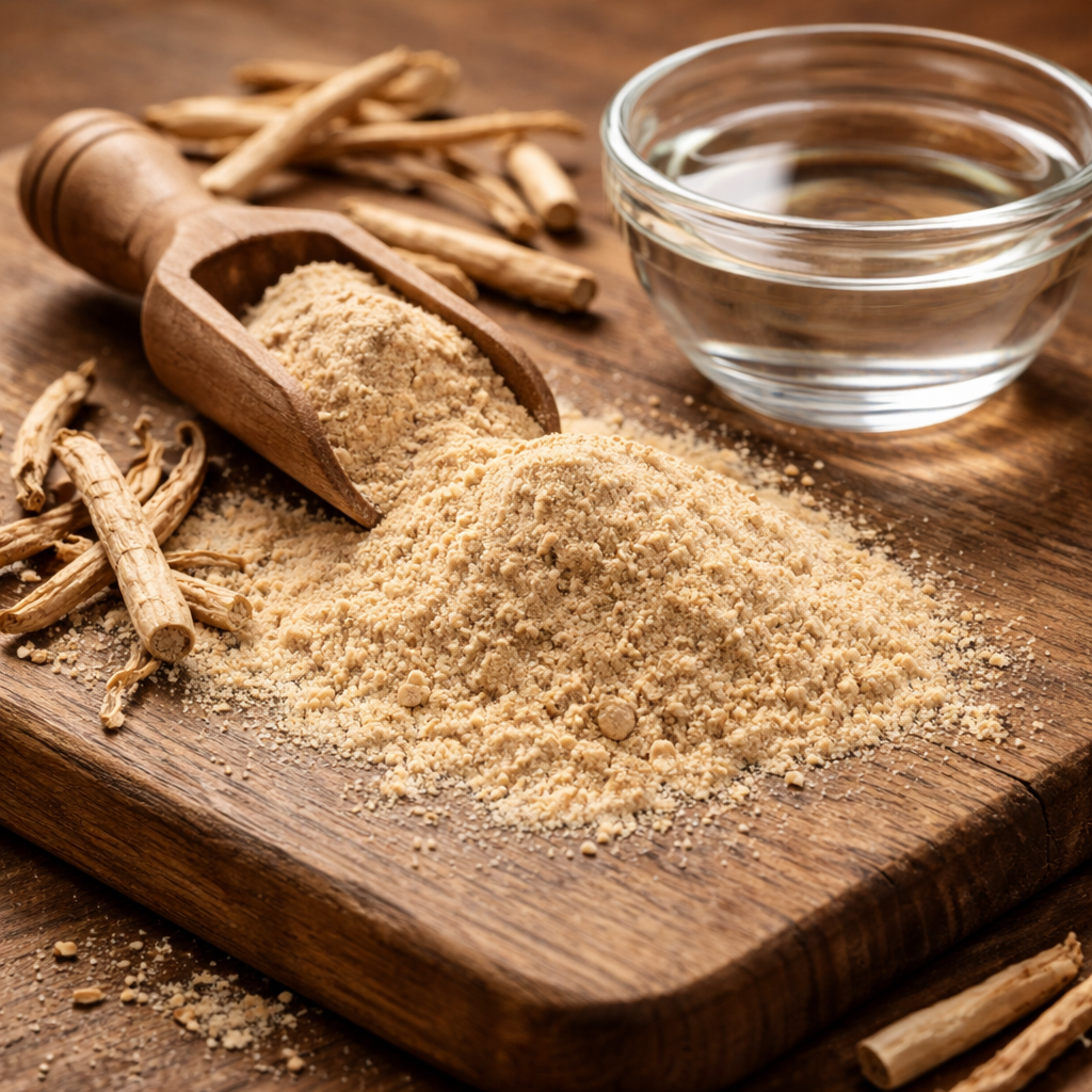 ashwagandha root powder ingredient illustration