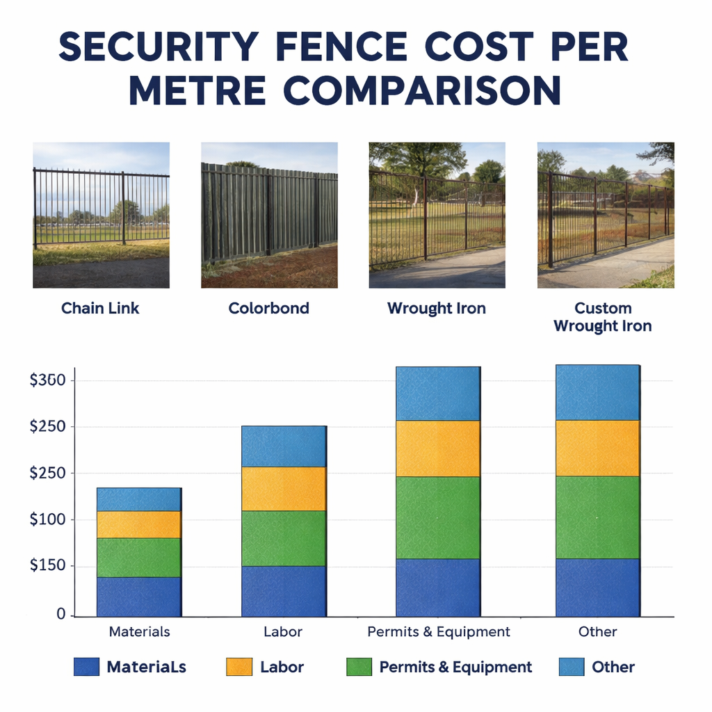 cost comparison of security fence cost per metre options.