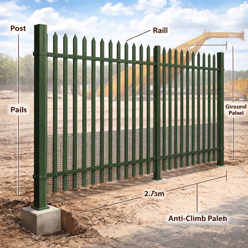 palisade fence components and dimensions
