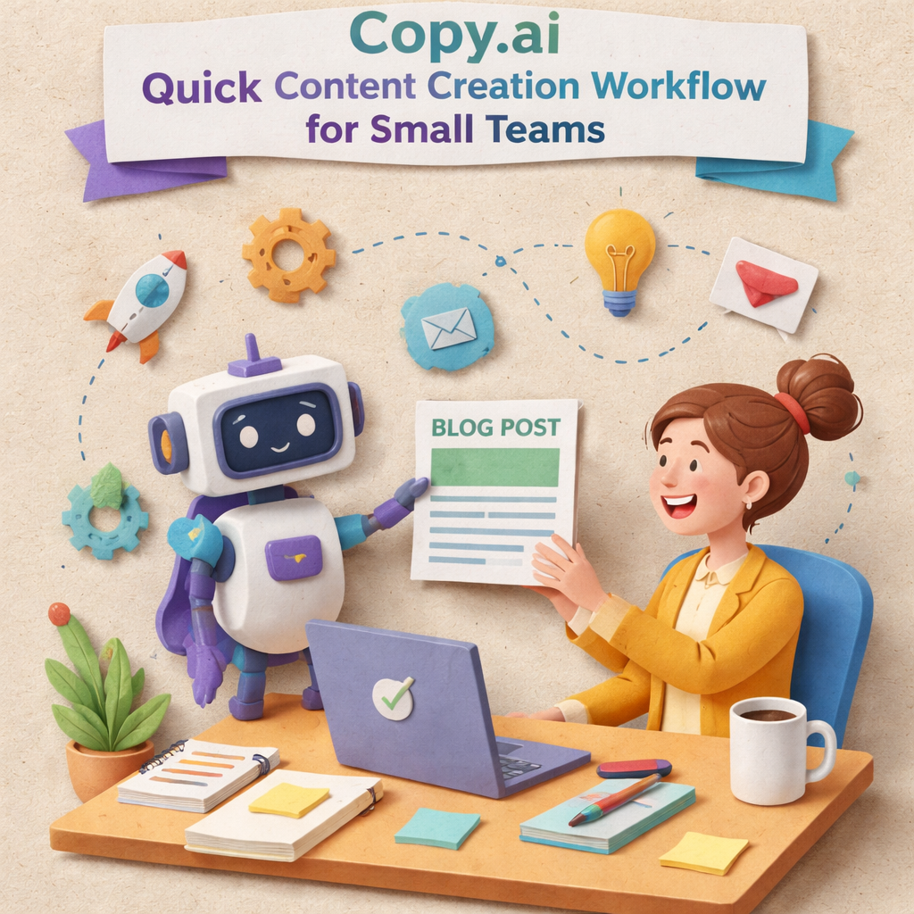 A Papercraft style diagram showing a tiny robot handing a finished blog post to a marketer, alt=