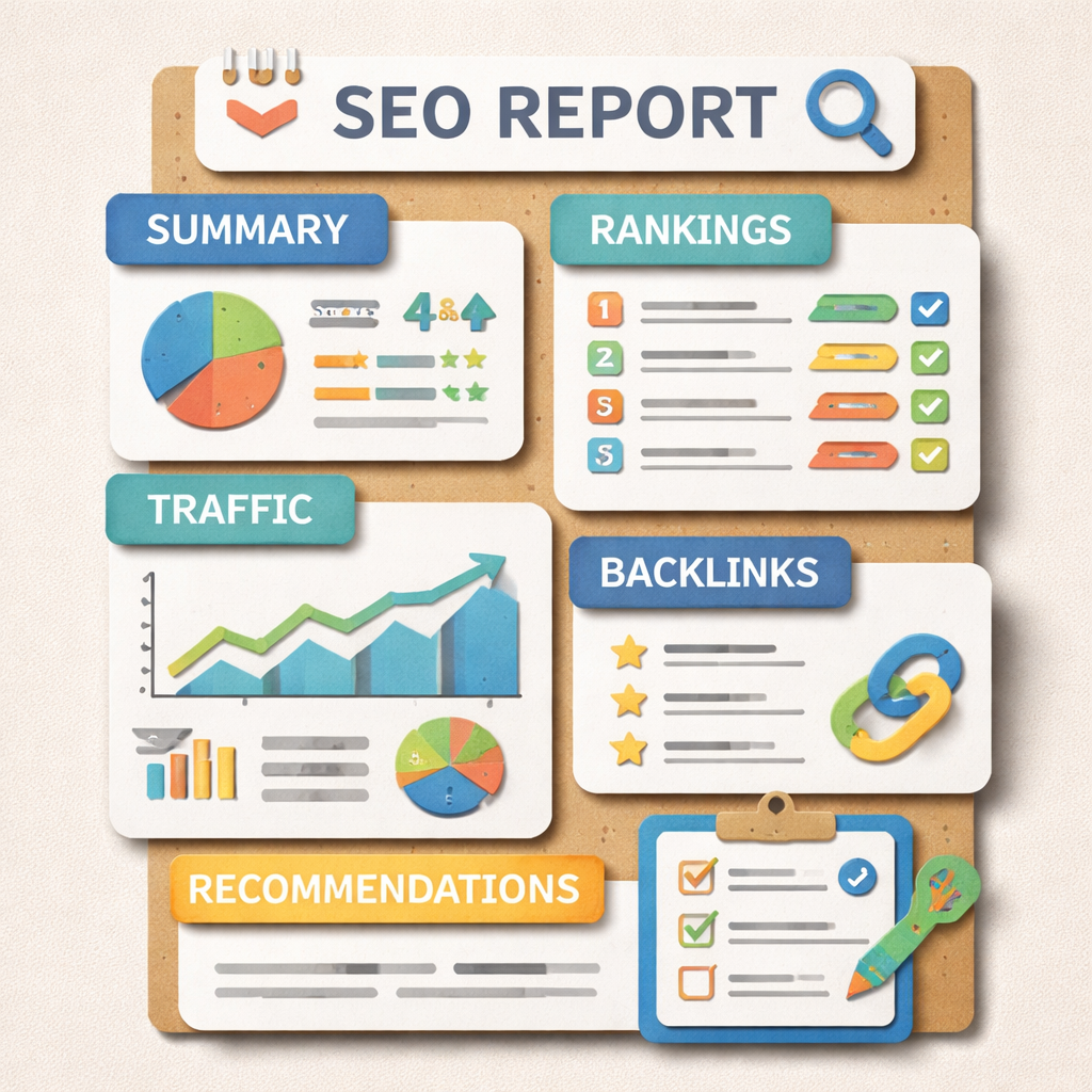 white label SEO report components visual guide
