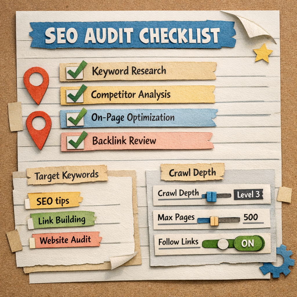 keyword and site crawl settings for white label seo audit tool