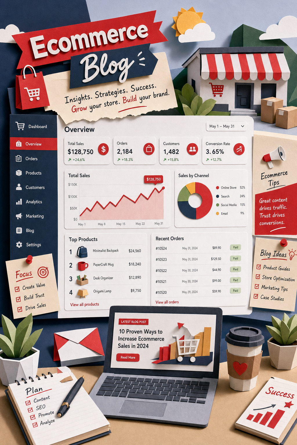 Ecommerce platform blog success dashboard